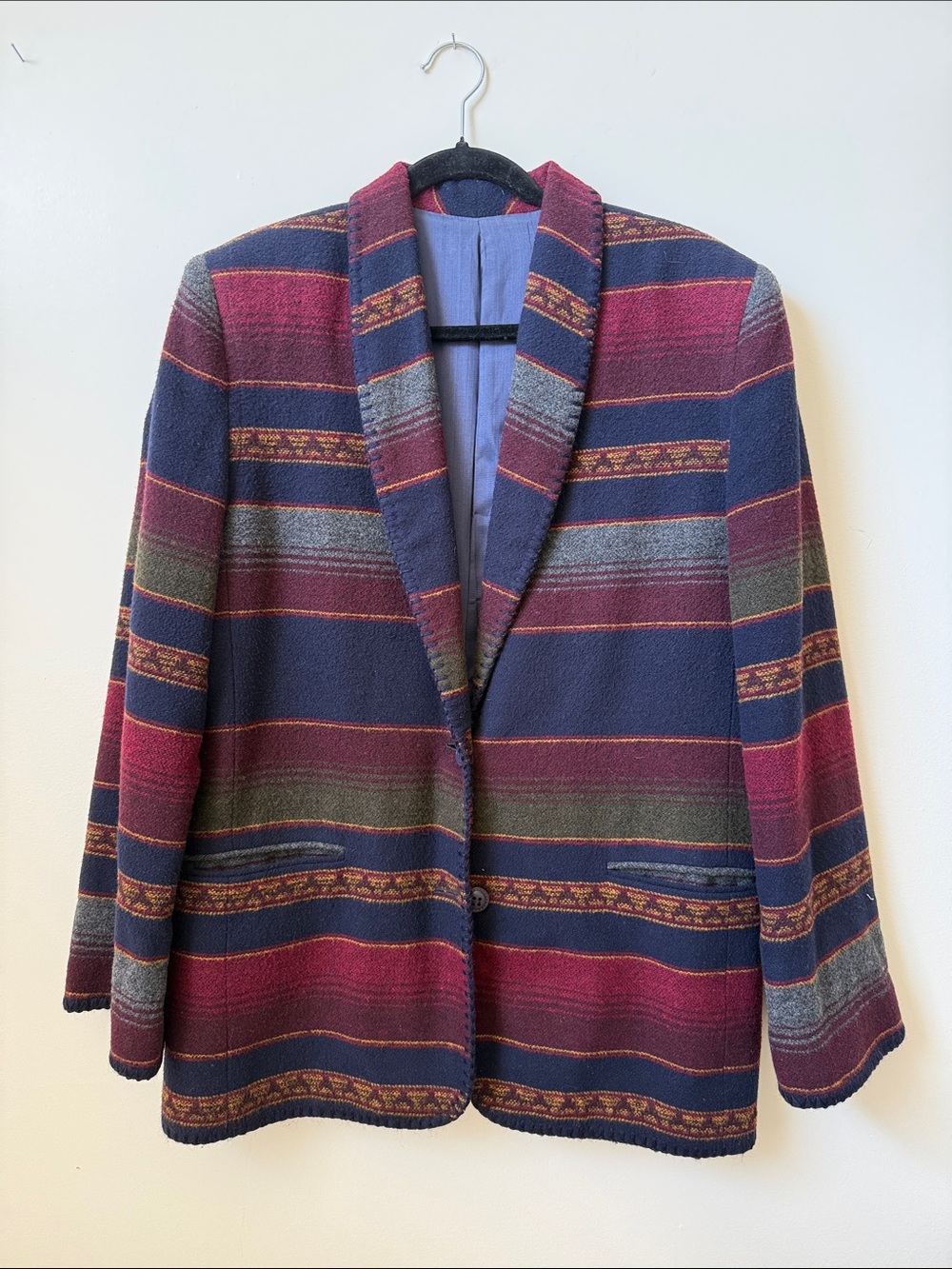 VINTAGE Dalmys Southwestern Blanket Blazer Wool Blend